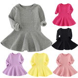 Baby Girls Candy Color Long Sleeve Kids Dress