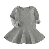 Baby Girls Candy Color Long Sleeve Kids Dress