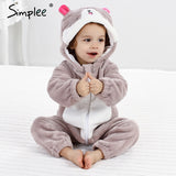 Baby Sleepwear Boys Girls Cosplay Cartoon Stitch Cat Rabbit Panda Winter Hooded Children Clothes Infant Jumpsuits
