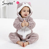 Baby Sleepwear Boys Girls Cosplay Cartoon Stitch Cat Rabbit Panda Winter Hooded Children Clothes Infant Jumpsuits