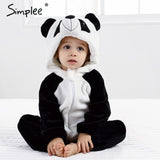 Baby Sleepwear Boys Girls Cosplay Cartoon Stitch Cat Rabbit Panda Winter Hooded Children Clothes Infant Jumpsuits