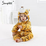 Baby Sleepwear Boys Girls Cosplay Cartoon Stitch Cat Rabbit Panda Winter Hooded Children Clothes Infant Jumpsuits