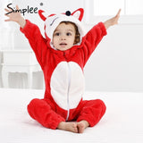 Baby Sleepwear Boys Girls Cosplay Cartoon Stitch Cat Rabbit Panda Winter Hooded Children Clothes Infant Jumpsuits