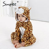 Baby Sleepwear Boys Girls Cosplay Cartoon Stitch Cat Rabbit Panda Winter Hooded Children Clothes Infant Jumpsuits